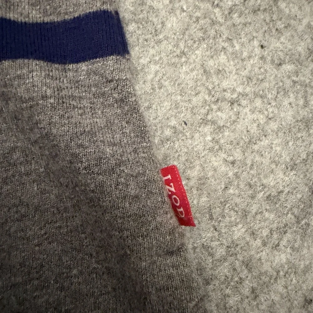 IZOD Men's 1/4 Zip Sweatshirt Cotton Pullover Gray With Blue Stripes Size XL NWT